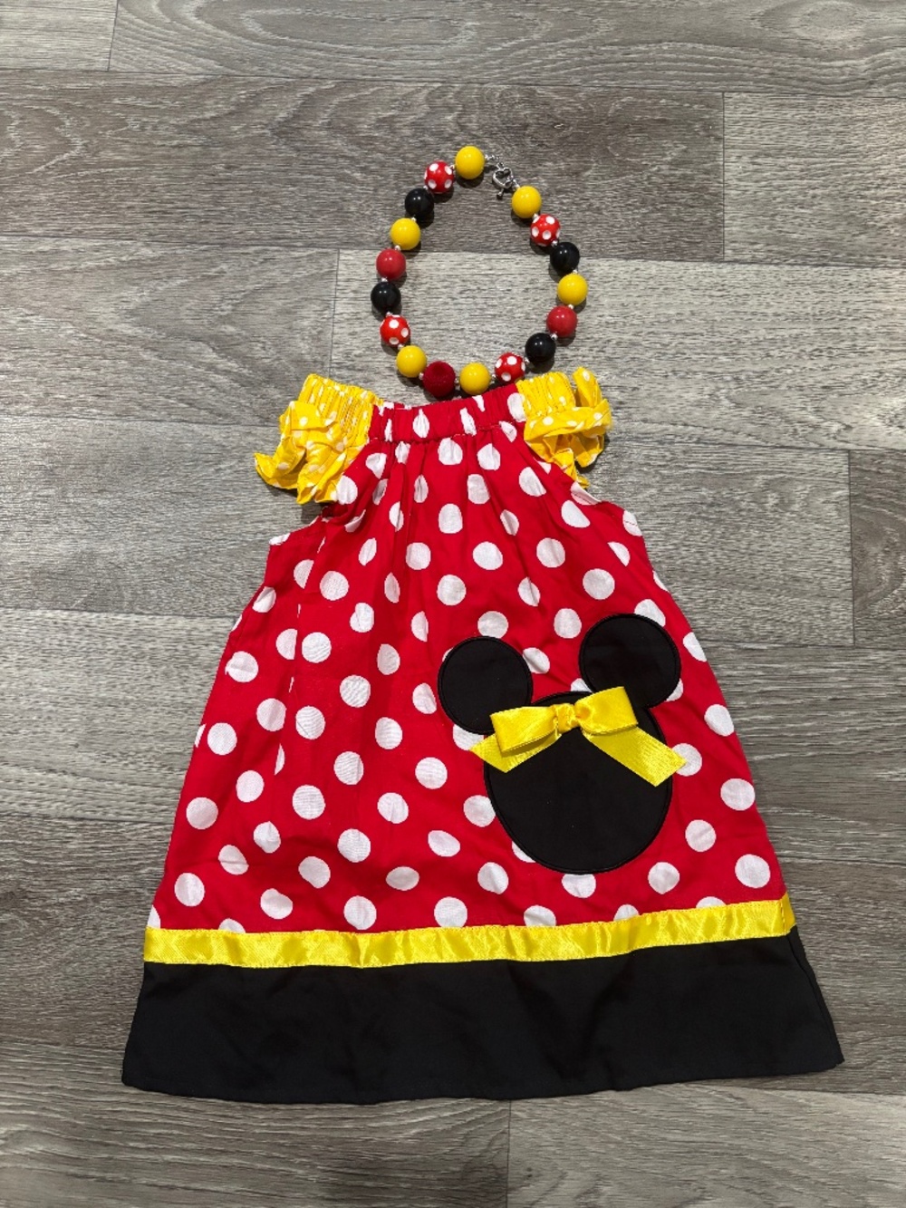 Minnie Mouse Boutique Shift Pillowcase Dress And Necklace Toddler Medium 2-4T